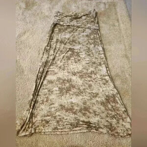BKE Maxi Skirt Womens Size M Brown Cream Tie Dye Convertible Dress #R414